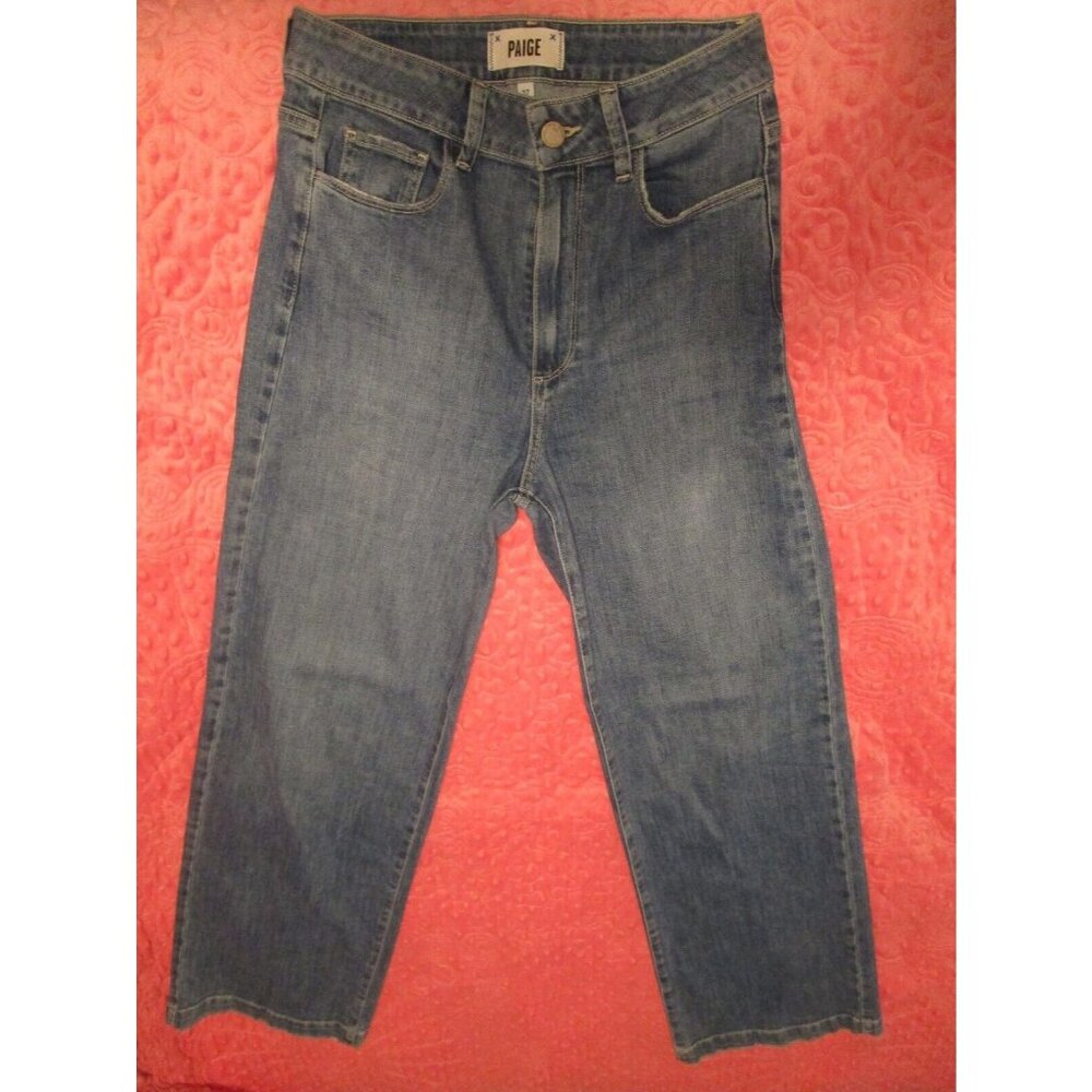 Paige Genesee High Rise Wide Leg Denim Blue Distressed Jean Women Sz 27 NWOT